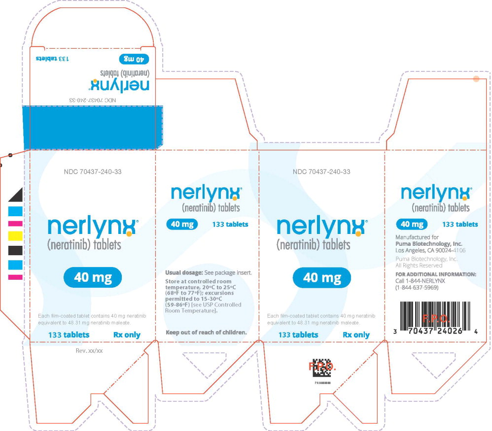 주요 표시 패널 - Nerlynx 133 정 포장 라벨