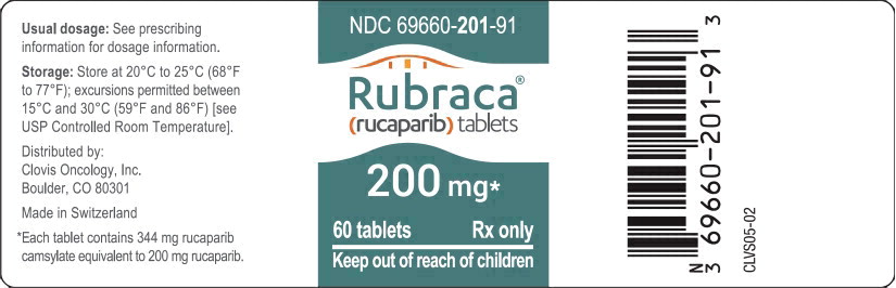 주요 표시 판넬 - Rubraca 정 200mg 병 라벨 