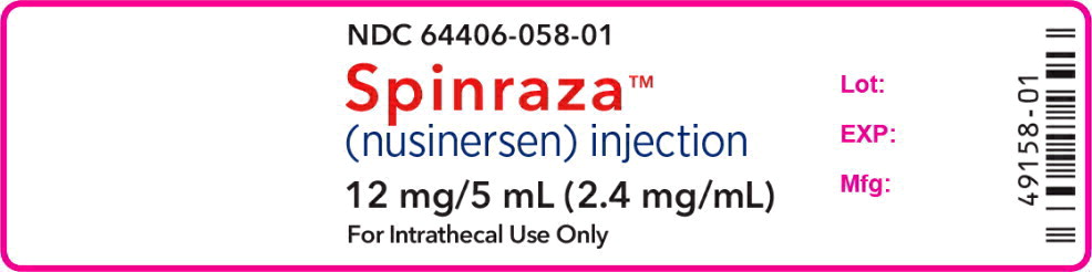 주요 표시 패널 - Spinraza 12mg/5ml 바이알 라벨
