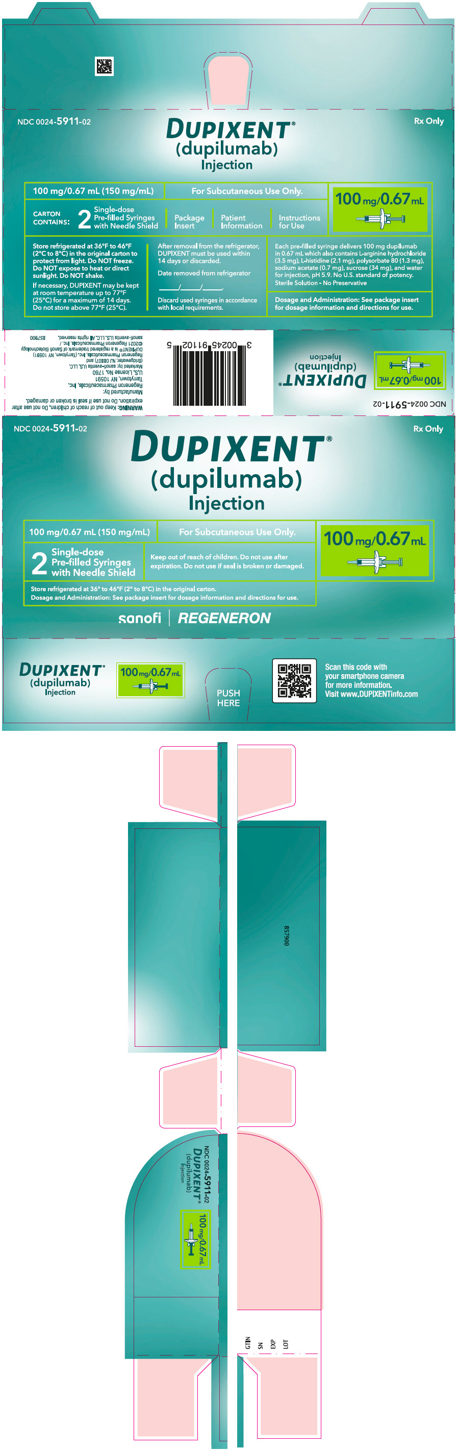 주요 표시 패널 - 100 mg/0.67 mL 주사기 상자