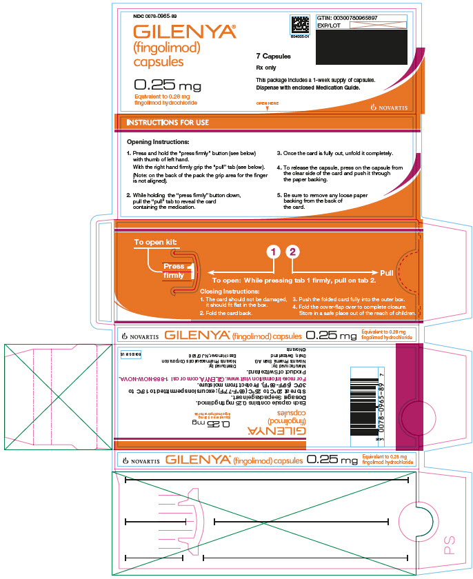 PRINCIPAL DISPLAY PANEL
								Gilenya
								0.25 mg 
								7 Capsules