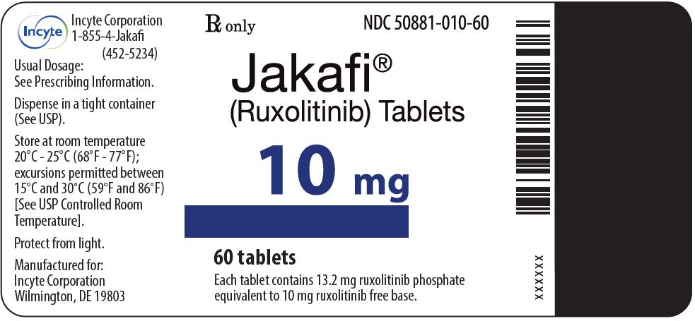 Jakafi (Ruxolitinib) 10㎎ 정제 - 60 정제 병 라벨